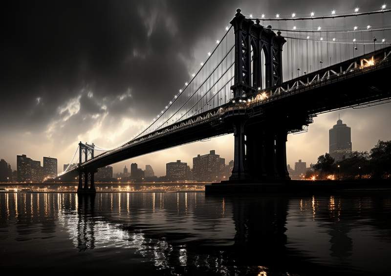 Black and white image of the Brooklyn Bridge | Poster