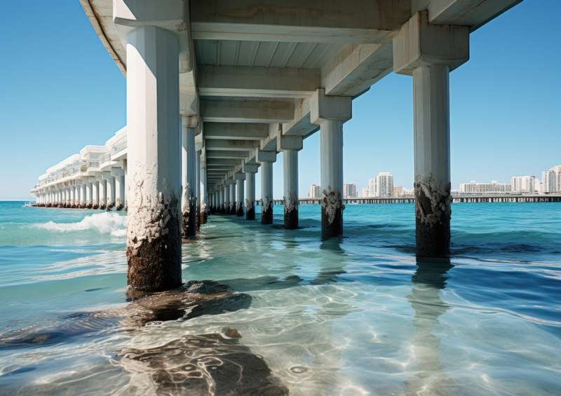 Bridge on the coast of Dubai during day | Metal Poster