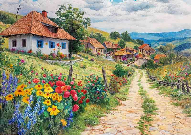 Evening in Romaina a little farmhouse road | Canvas