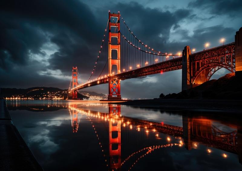 Golden Gate Bridge Urban style at night | Poster