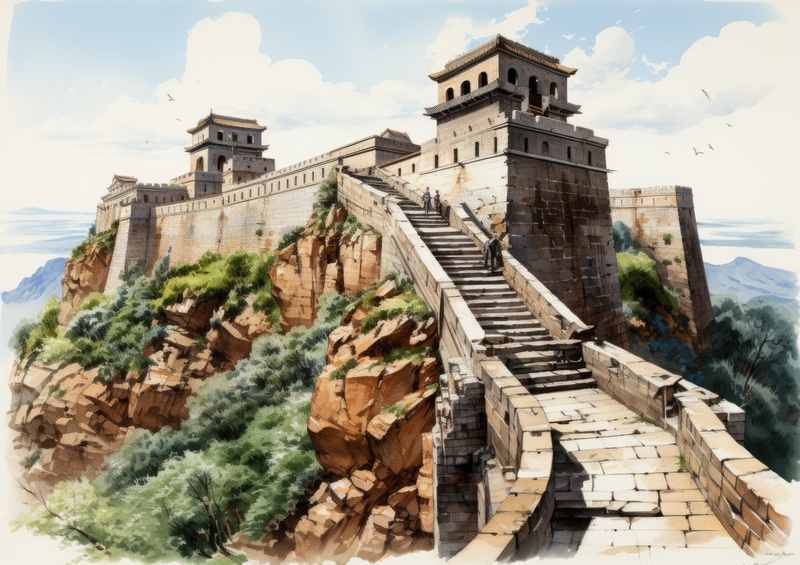 Painted style of the great wall of china steps | Di-Bond