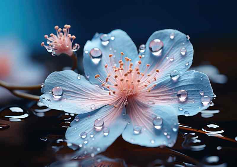 Pink flower with water drops | Poster