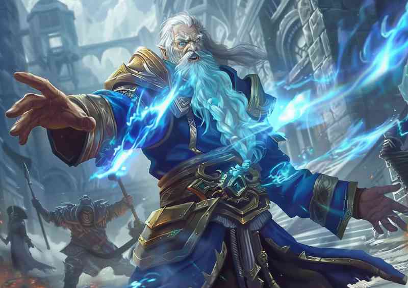 Blue Wizard with white beard | Metal Poster