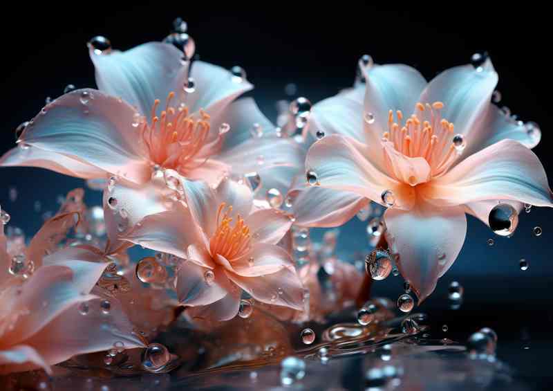 Pleats of flowers with water droplets on the pettles | Metal Poster