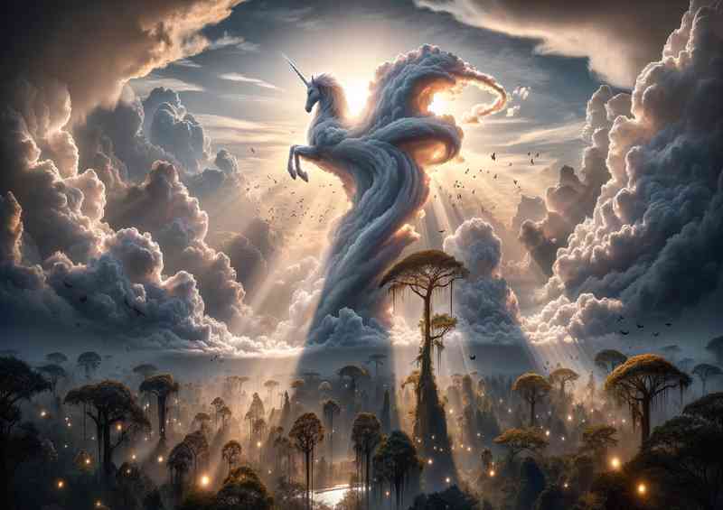 Clouds form the shape of a mystical unicorn in the sky | Poster