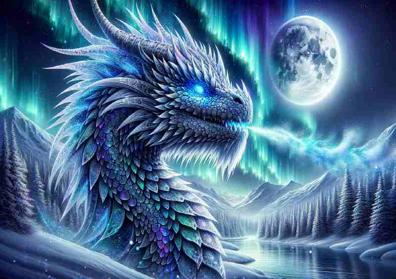 Dragon scales glistening with icy patterns | Poster