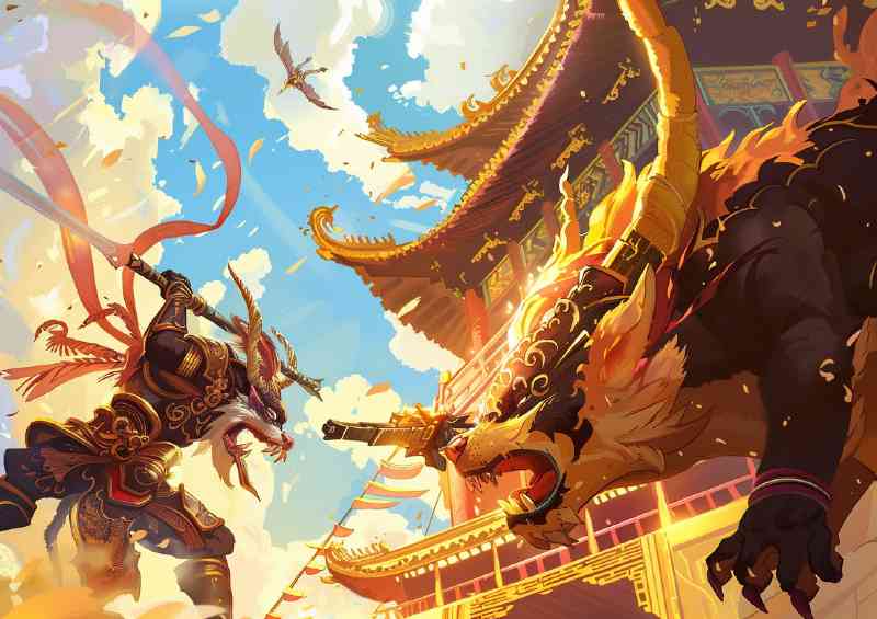 Dragons fignt in the arena | Metal Poster