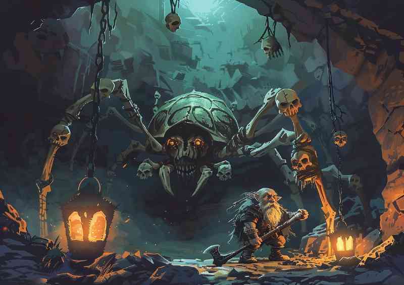 Dwarf with an axe big Spider | Di-Bond