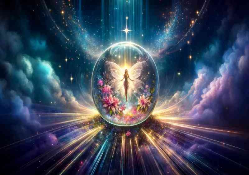 Ethereal scene within a crystal orb featuring a fairy | Poster