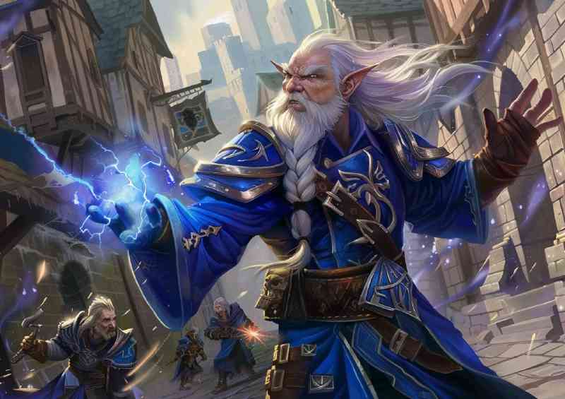 Gnome mage in blue robes in Battle mode | Poster