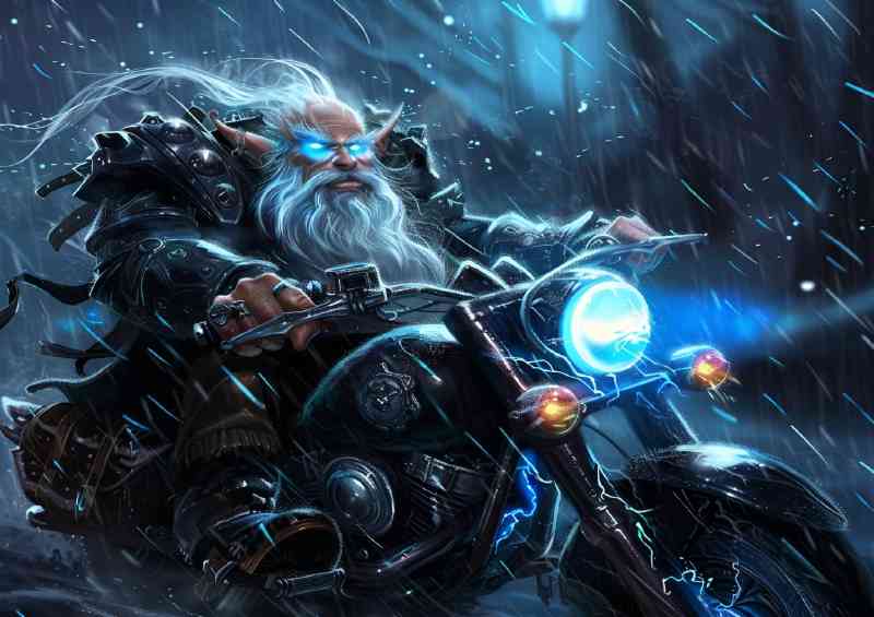 Gnome with white beard on a bike | Poster