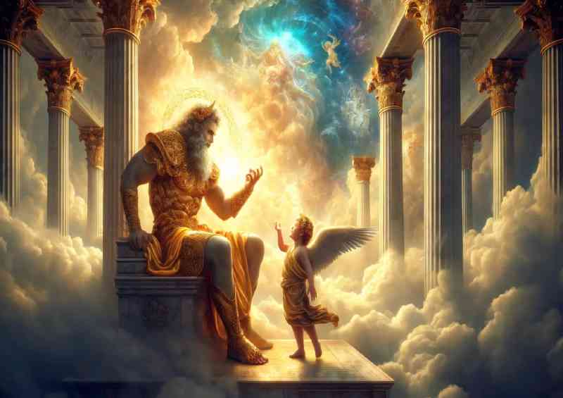 God like figure muscular and adorned in golden armor | Metal Poster