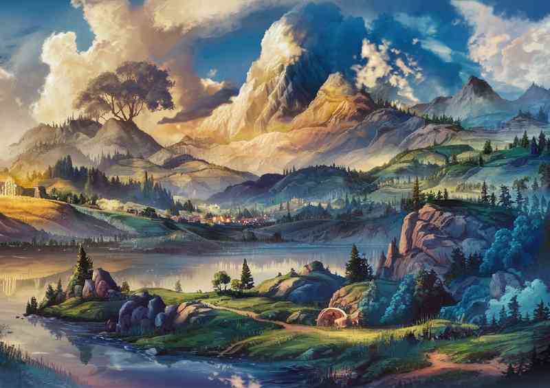 A breathtaking Mountain painting style | Di-Bond