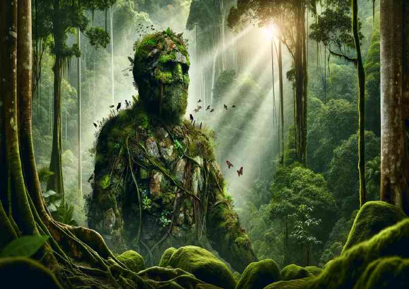Earth giant composed of moss covered stones and ancient earth | Poster
