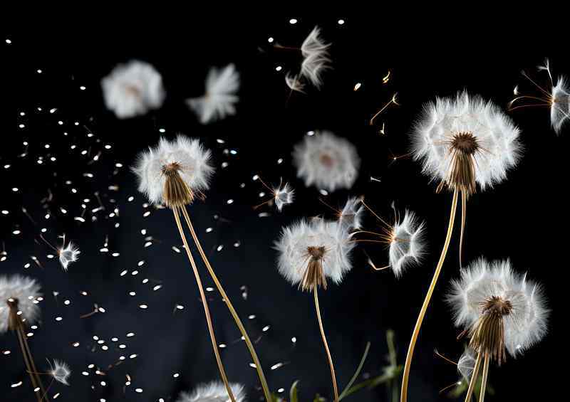 white dandelion blowing in the breeeze | Canvas