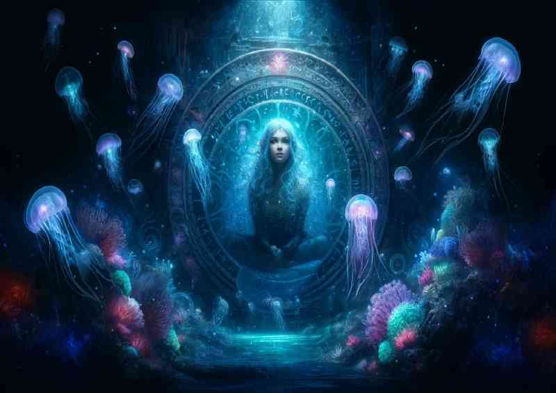 Mystical Mermaid submerged in a deep ocean | Poster