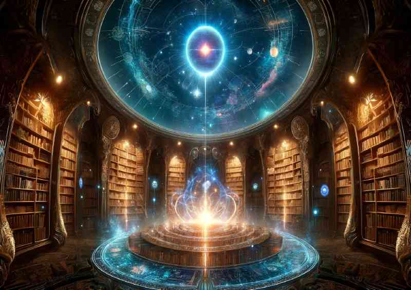 Mystical library inside a celestial dome | Canvas