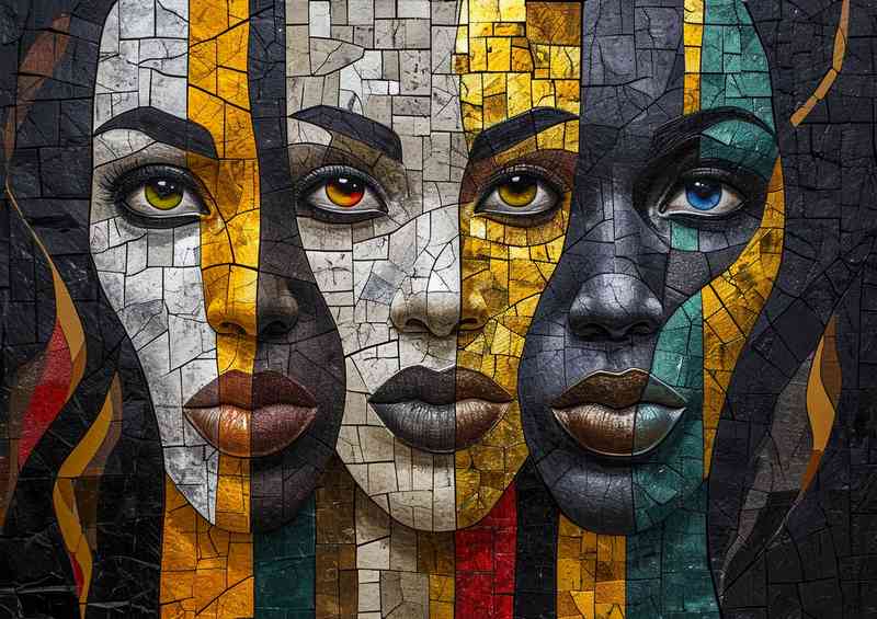Abstract painted ladys with coloured eyes | Metal Poster