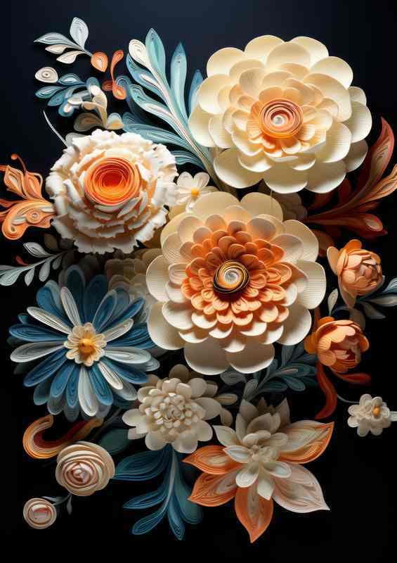 Colorful Petal Panorama Abstract Creations | Metal Poster