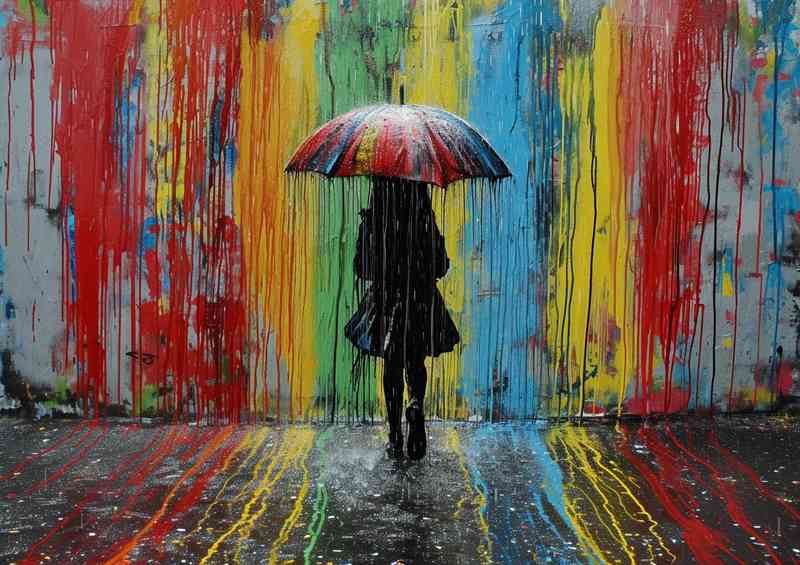 Banksy style in the rain street art | Canvas