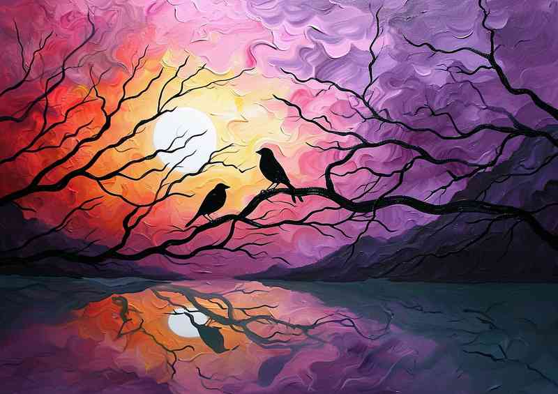Birds at the lake | Metal Poster