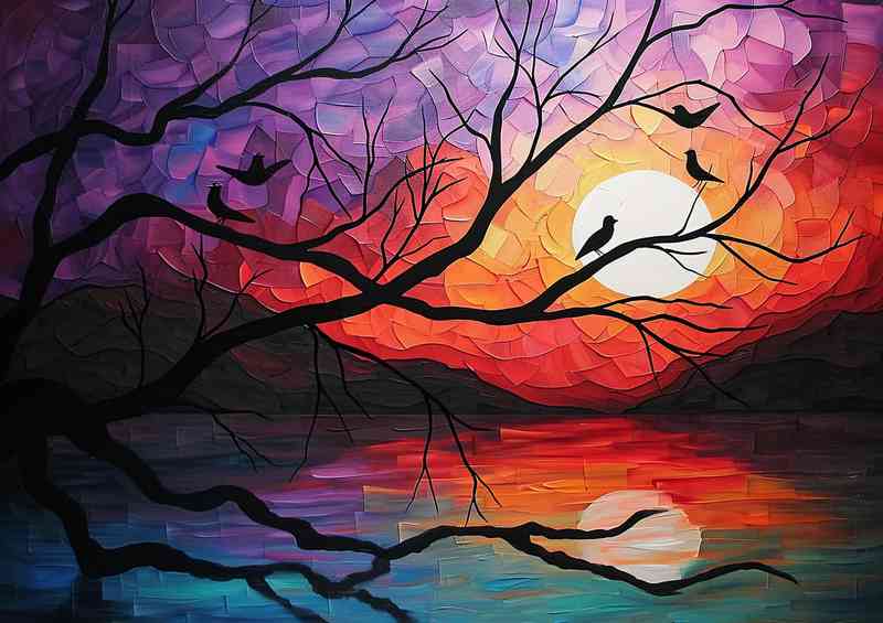 Birds gathering at the lake | Canvas