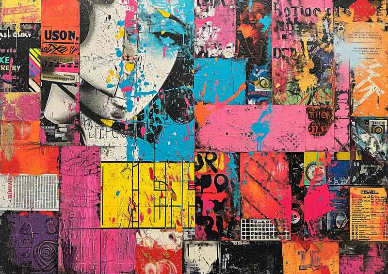 Clooage of mixed art style graffiti | Canvas
