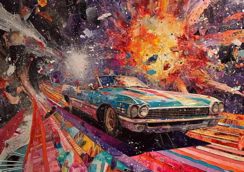 Collage driving mixed explosion art | Di-Bond