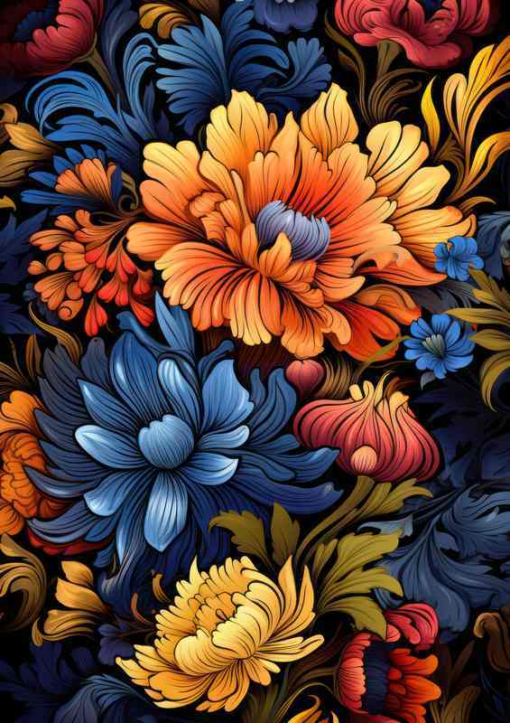 Ethereal Floral Fusion Abstract Masterpieces | Metal Poster