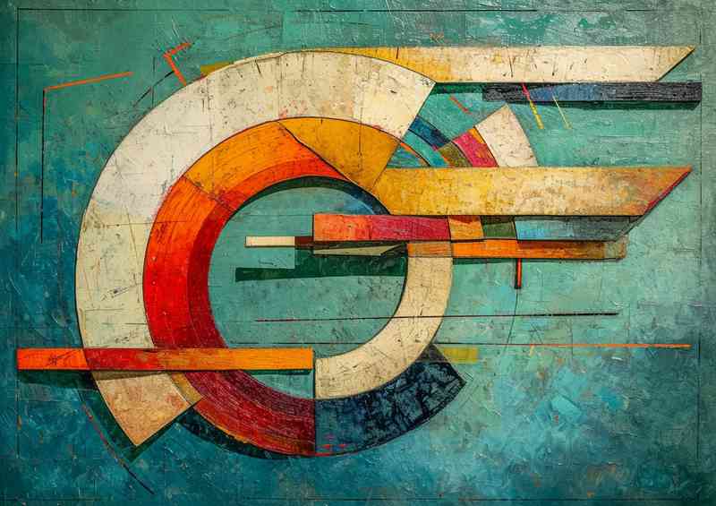 Green blue red and orange abstract | Metal Poster