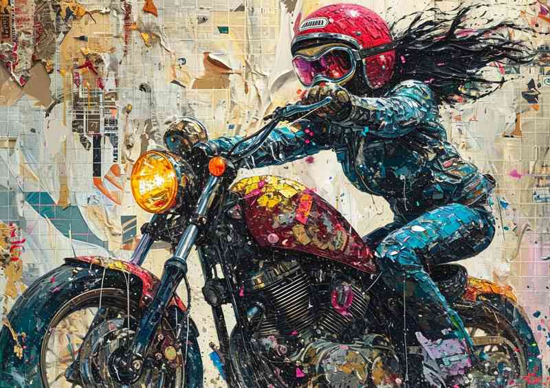 Lady on a bike in painted street art | Di-Bond