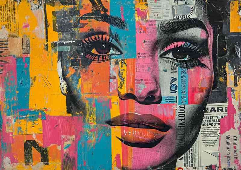 Lady pop art newspaper style | Metal Poster