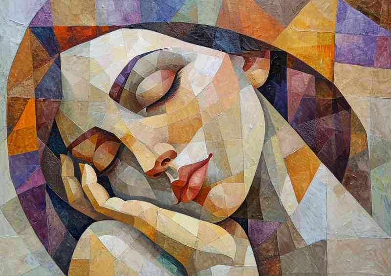 Lady sleeping in cubist style | Metal Poster