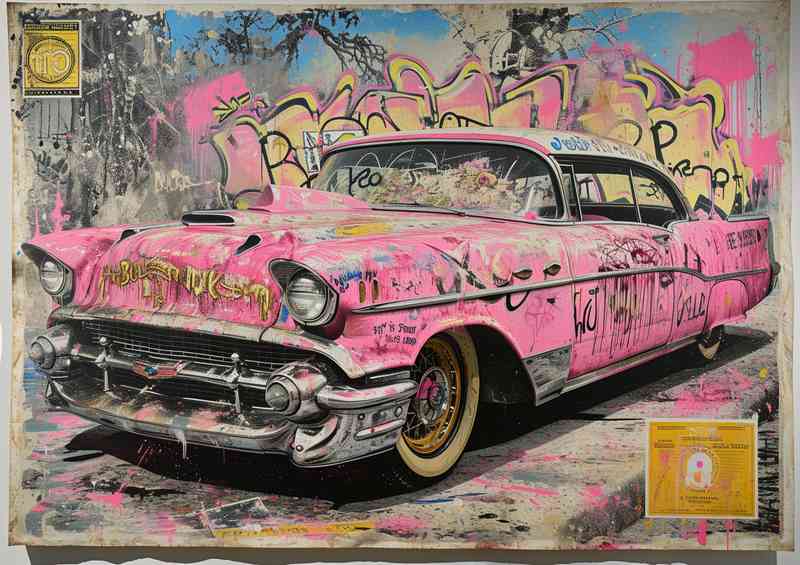 Life is beautiful the pink cadailac art | Canvas
