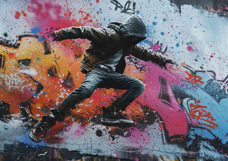 Man dancing in the street with graffiti art | Canvas