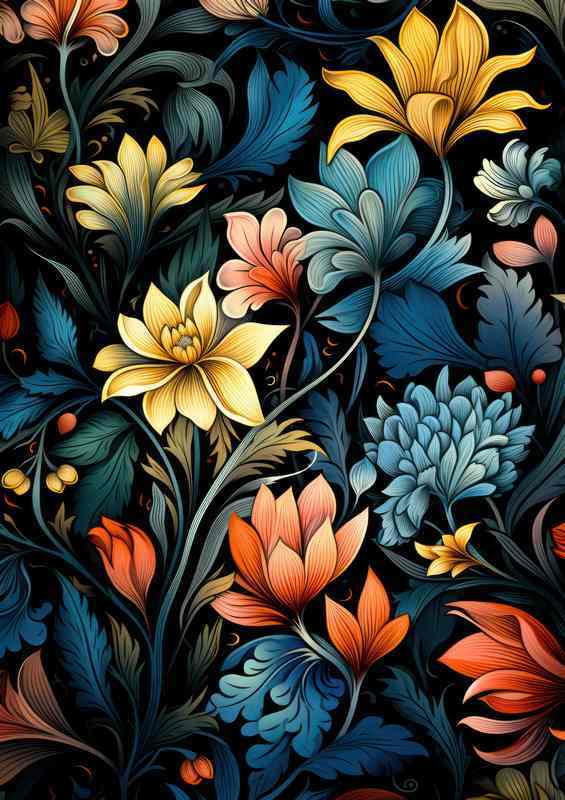 Petals in the Wind Abstract Floral Drama | Canvas