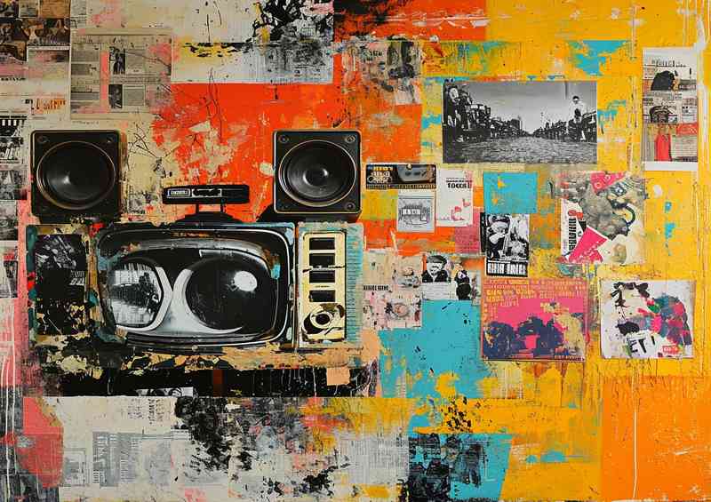 Mixed media tv radio old school | Canvas