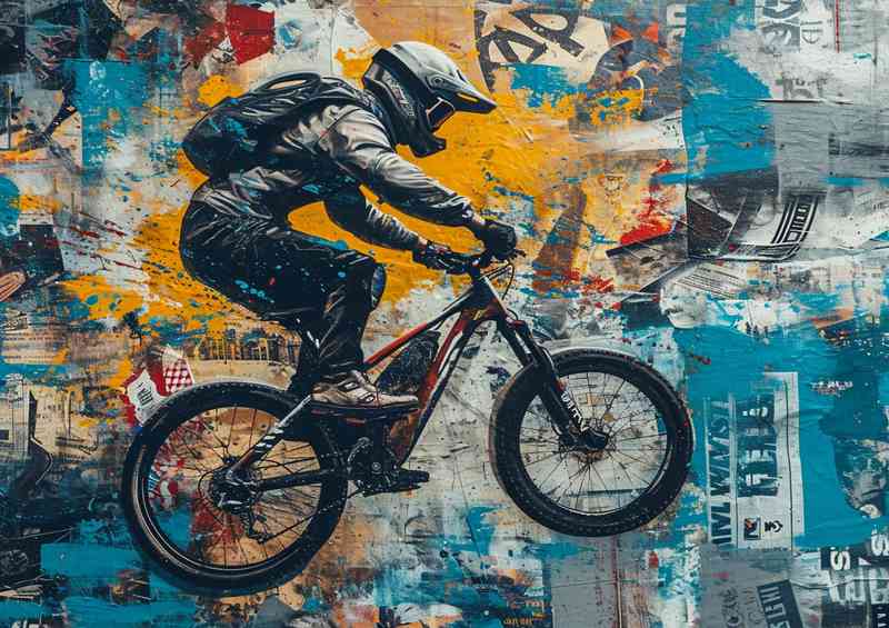 Mountain bike in the air wall art | Canvas