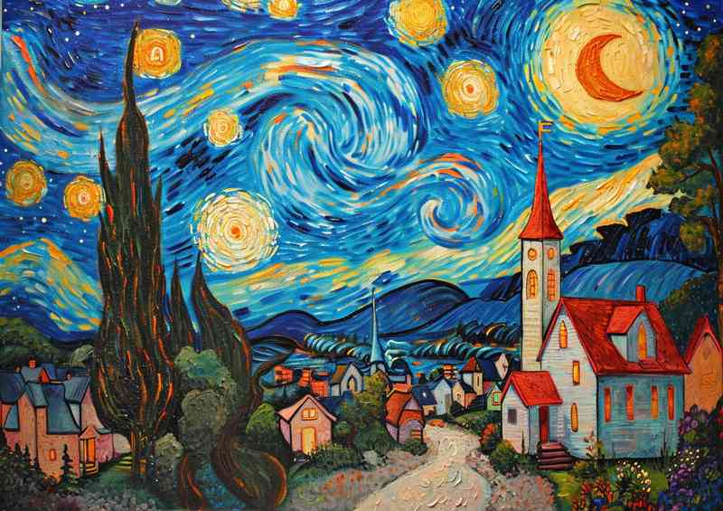 Painted house with swirly winds | Di-Bond