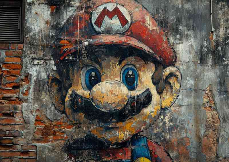 Painted street art mario graffiti style | Metal Poster