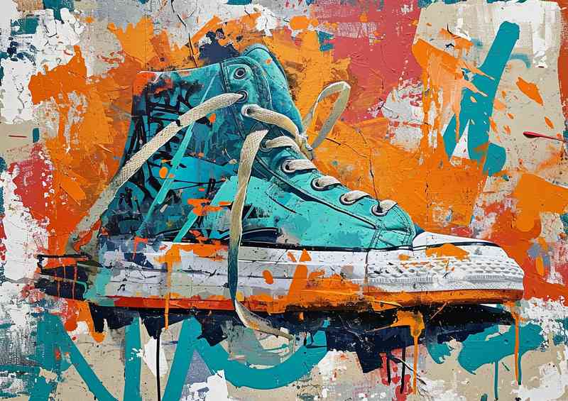 Painted street art sneekers | Metal Poster