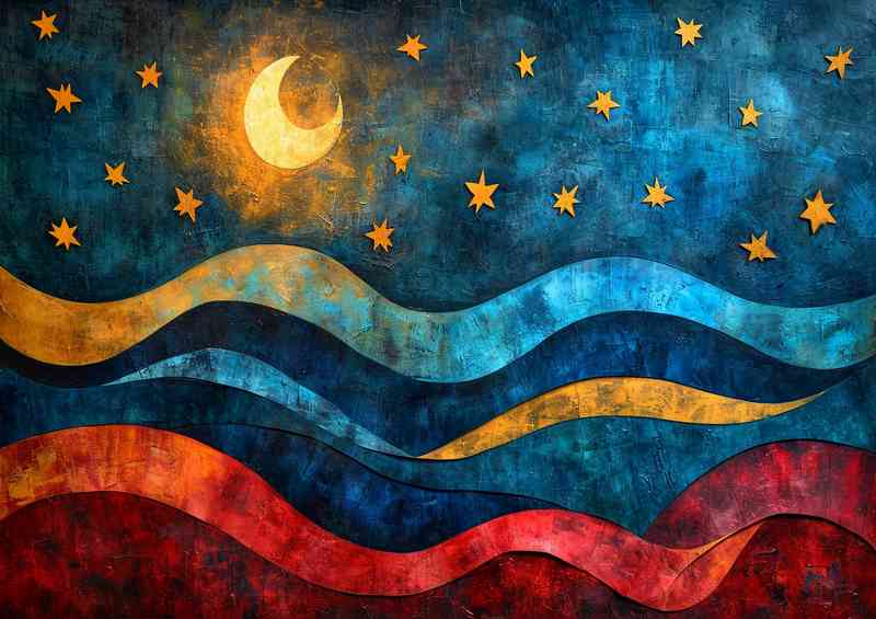 Painted style starry night abstract form | Canvas