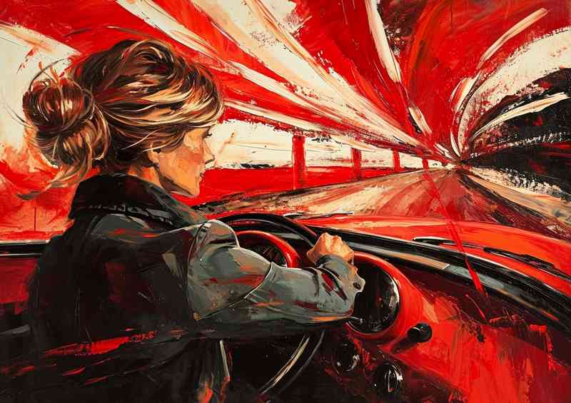 Painting of a woman driving her car art | Canvas