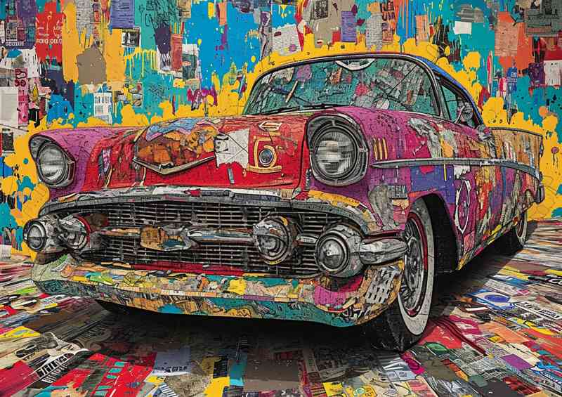 Poster of a car covered with graffiti | Canvas
