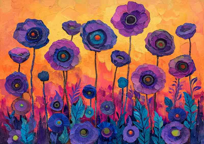 Purple flowers blooming under the sun light | Metal Poster