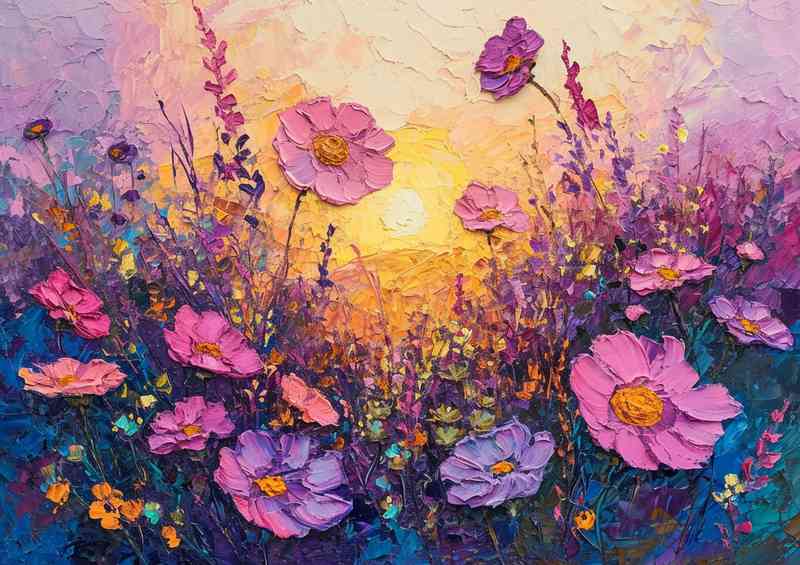 Purple folowers in bloom with sun | Di-Bond