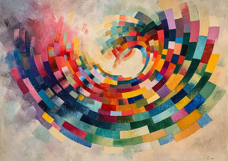 Rainbow colours in a circle abstract art | Poster