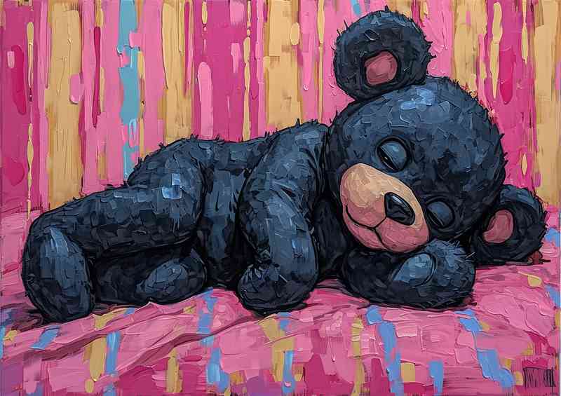 Sleeping teddy bear in the style of graffiti inspired | Di-Bond