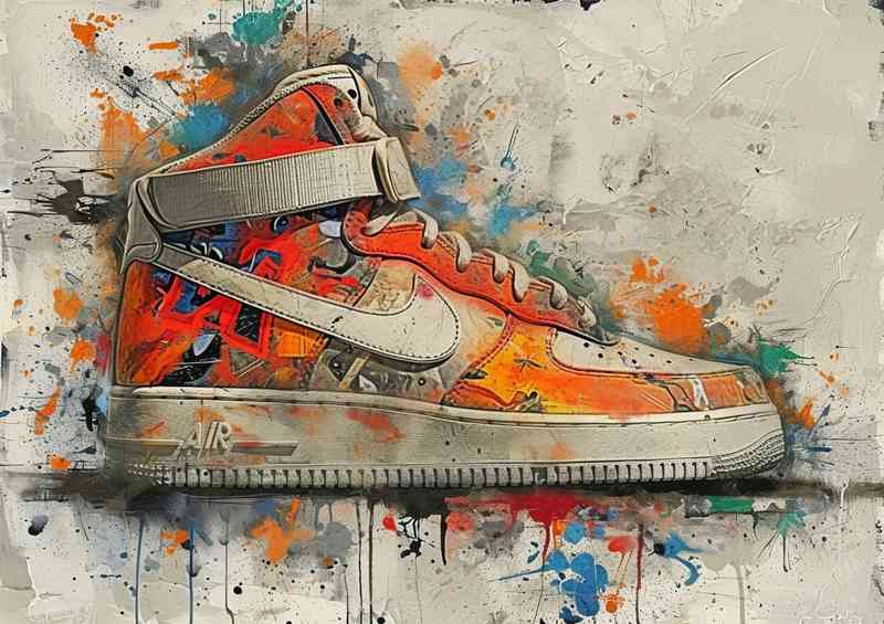 Splatter painted sneekers on a wall | Di-Bond