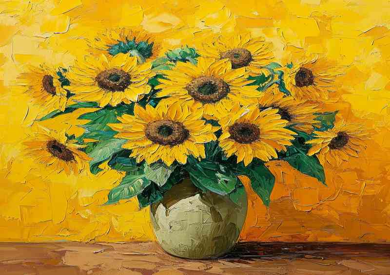 Sunflowers in a yellow vase | Di-Bond